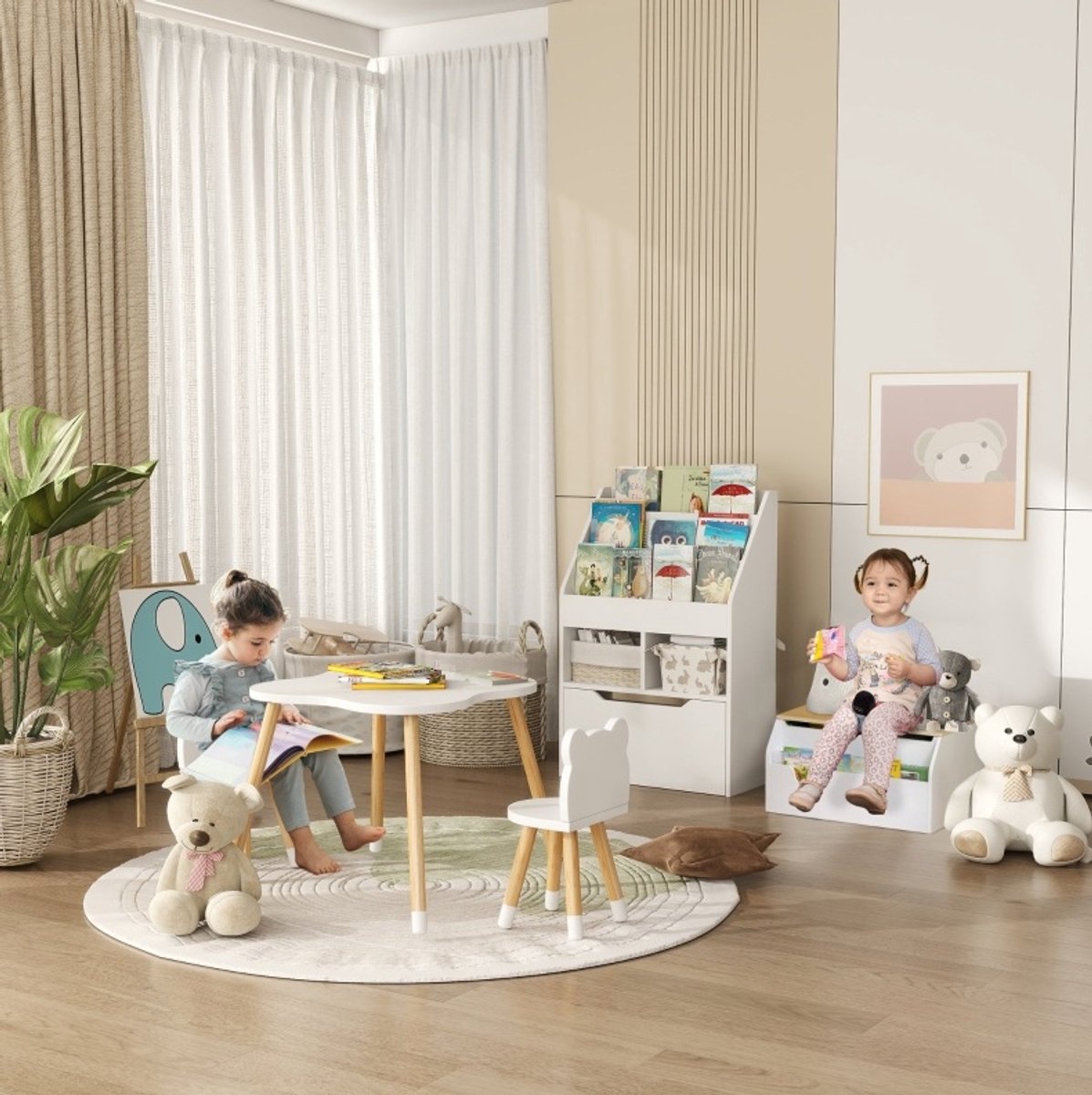COVREO Boekenkast 60 x 29,9 x 90 cm wit, MDF met lade en open vakken