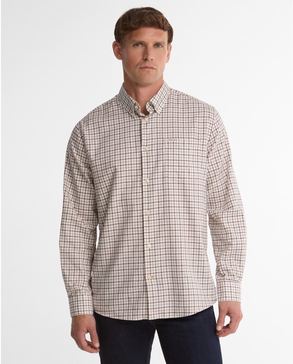 Barbour Overhemd Preston Regular Tattersall bordeauxrood