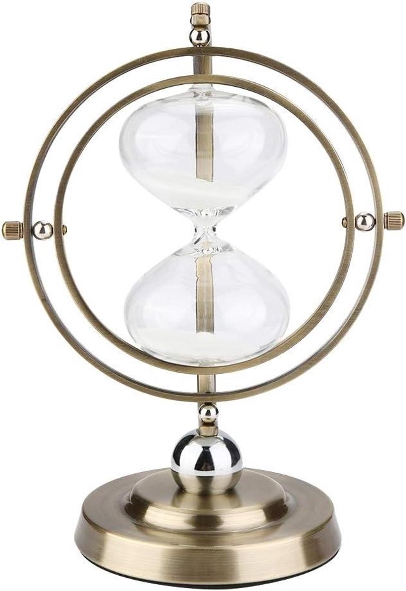 Metalen Zandloper - Tijd Teller - Decoratief Gebruik - Hoogwaardige Pilaar - 26 cm Hoog - Koperkleurig