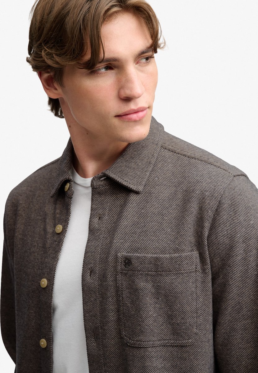 Superdry Overhemd Twill Tweed Jersey Shirt M4011187a L9k Tweed Mannen Taupe