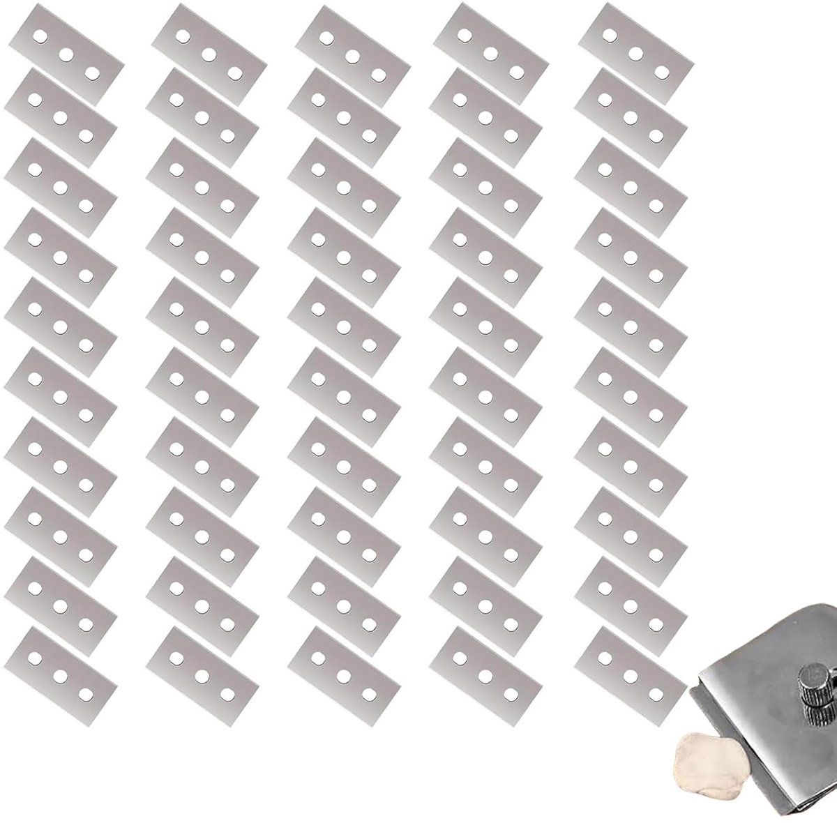 SnelShoppen - 50 Stuks Keramische Kookplaat Schrapers, Vervangbladen, Universele Schraper voor Glas en Kookplaten, Carbon Staal, 43x22mm, Ideaal voor