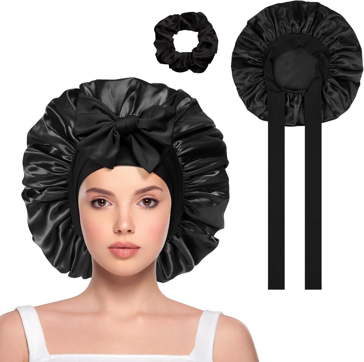 SnelShoppen - Satin Beanie, Zachte Zijde Hoed, Haar Wrap voor Slaap, Nachtmuts met Elastiek, Haar Cap voor Bad, Haarverzorging Hoofdbedekking voor Vro
