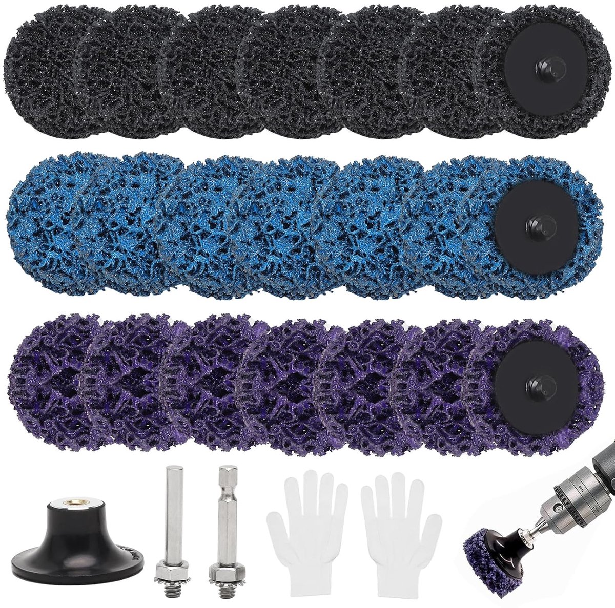 Schoonmaak schuurdiscs set van 18 - Diverse kleuren - Voor metaal, hout, steen - Ideaal voor slijpen - ShopVlot