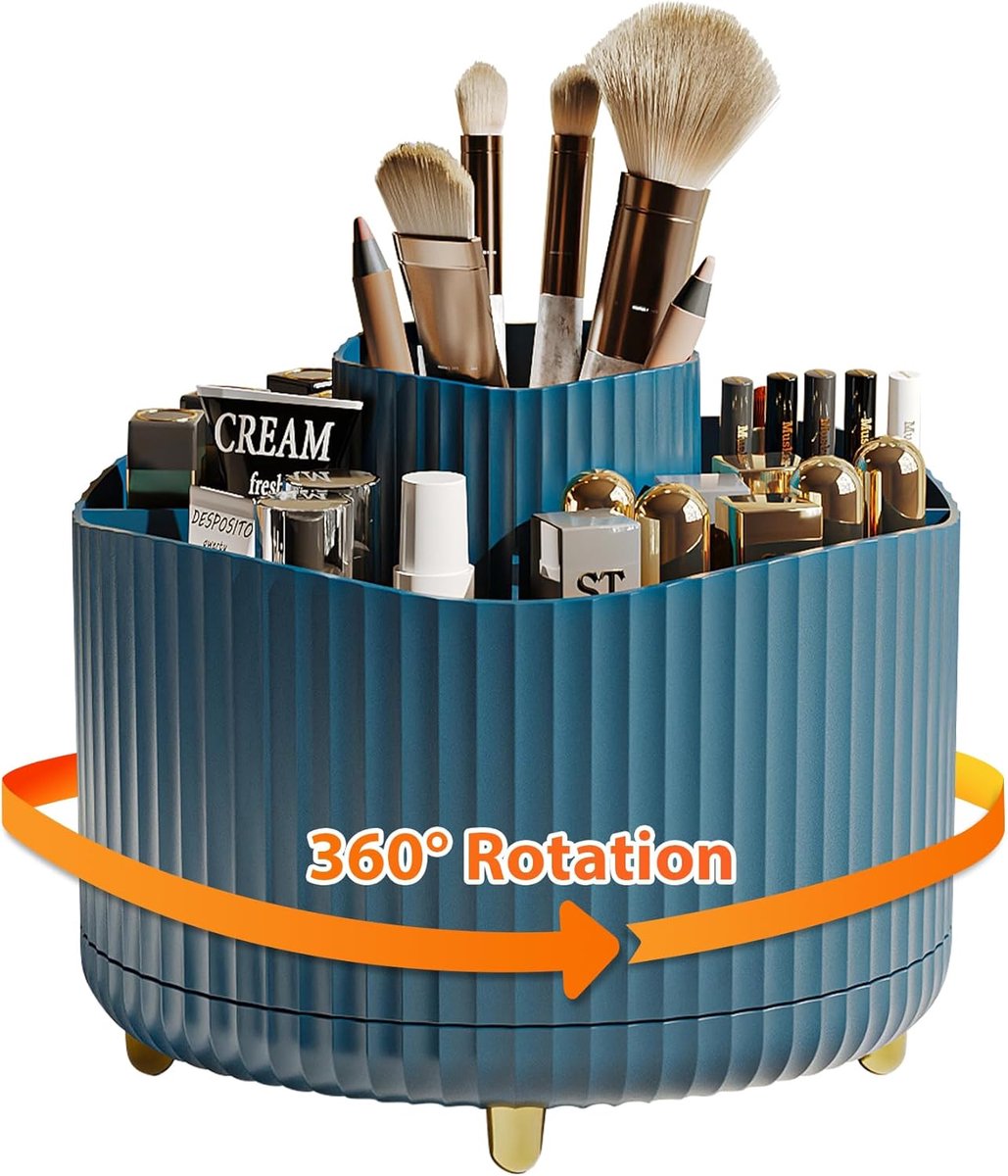 360° Draaibare Make-Up Borstel Houder Organizer, Make-Up Organizer voor Slaapkamer, Cosmetica Borstel Houder voor Badkamer, Cosmetisch Opbergdoos voor Kwasten, Lippenstift, Mascara (Donkergroen)