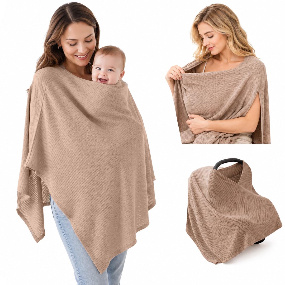 SnelShoppen - Borstvoedingsdoek Mousseline 360° Inkijkbescherming, Borstvoedingsschort & Sjaal voor Onderweg, Borstvoedingshoes voor Moeders, Perfect