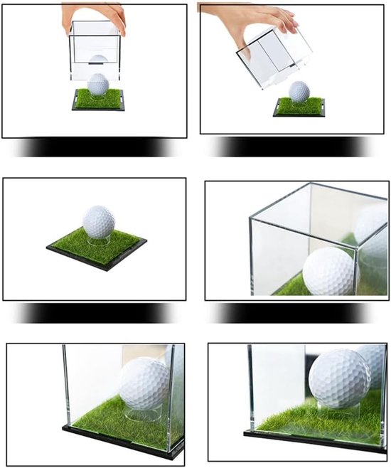 Golfbal Display - Presentatie Box - Collectie Tonen - Met Gras Design - 17 x 15 x 15 cm - Transparant — afbeelding 4