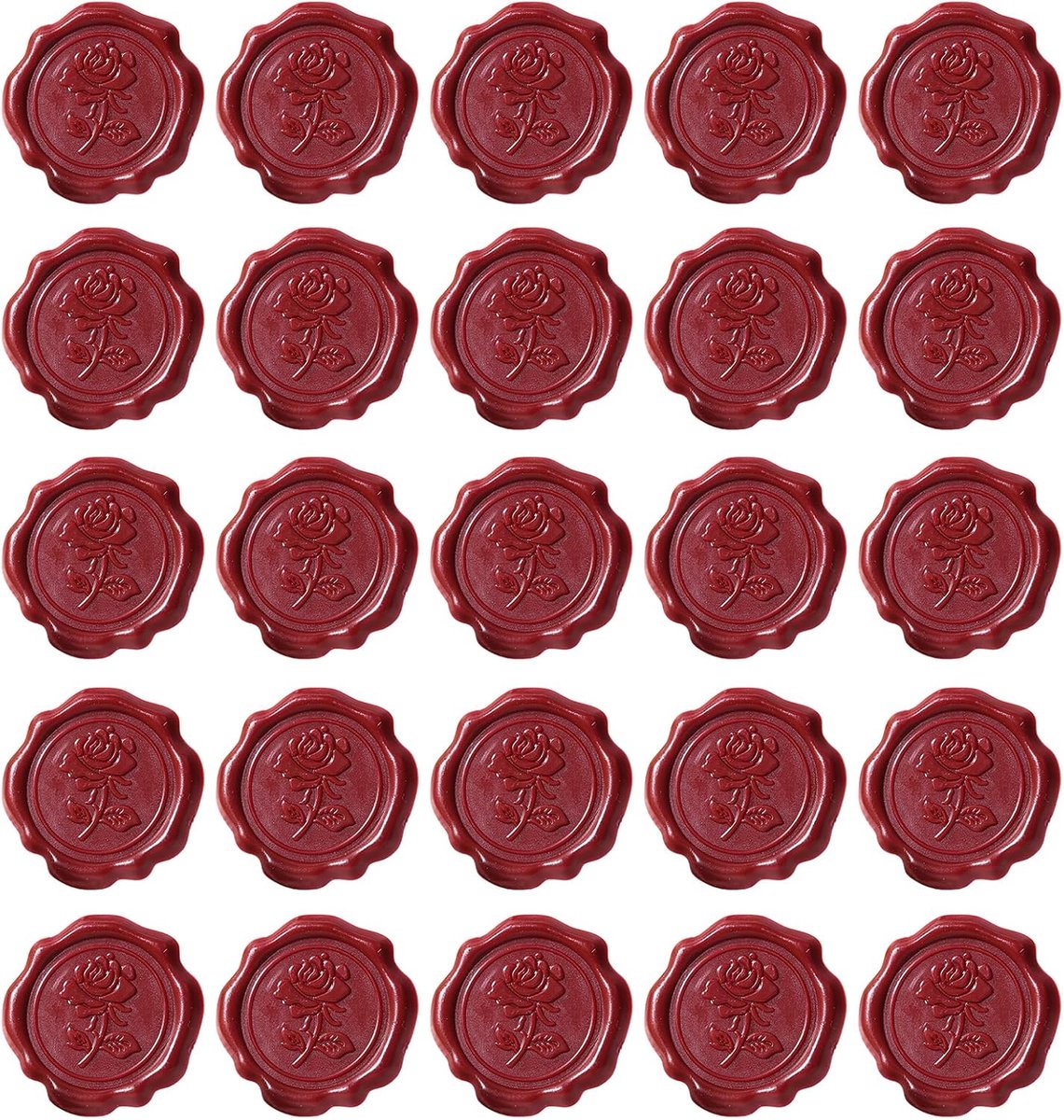Seal wax stickers 25 stuks - rode rozen - zelfklevend - voor uitnodigingen en brieven - SnelShoppen