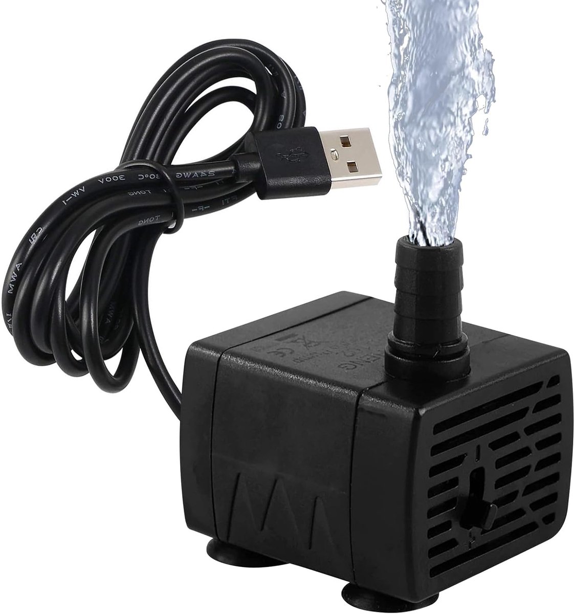 SnelShoppen - USB Waterpomp 5 W, Mini Aquarium Pomp 180 L/h, Verstelbare Onderdompelpomp voor Tuinfontein en Vijver