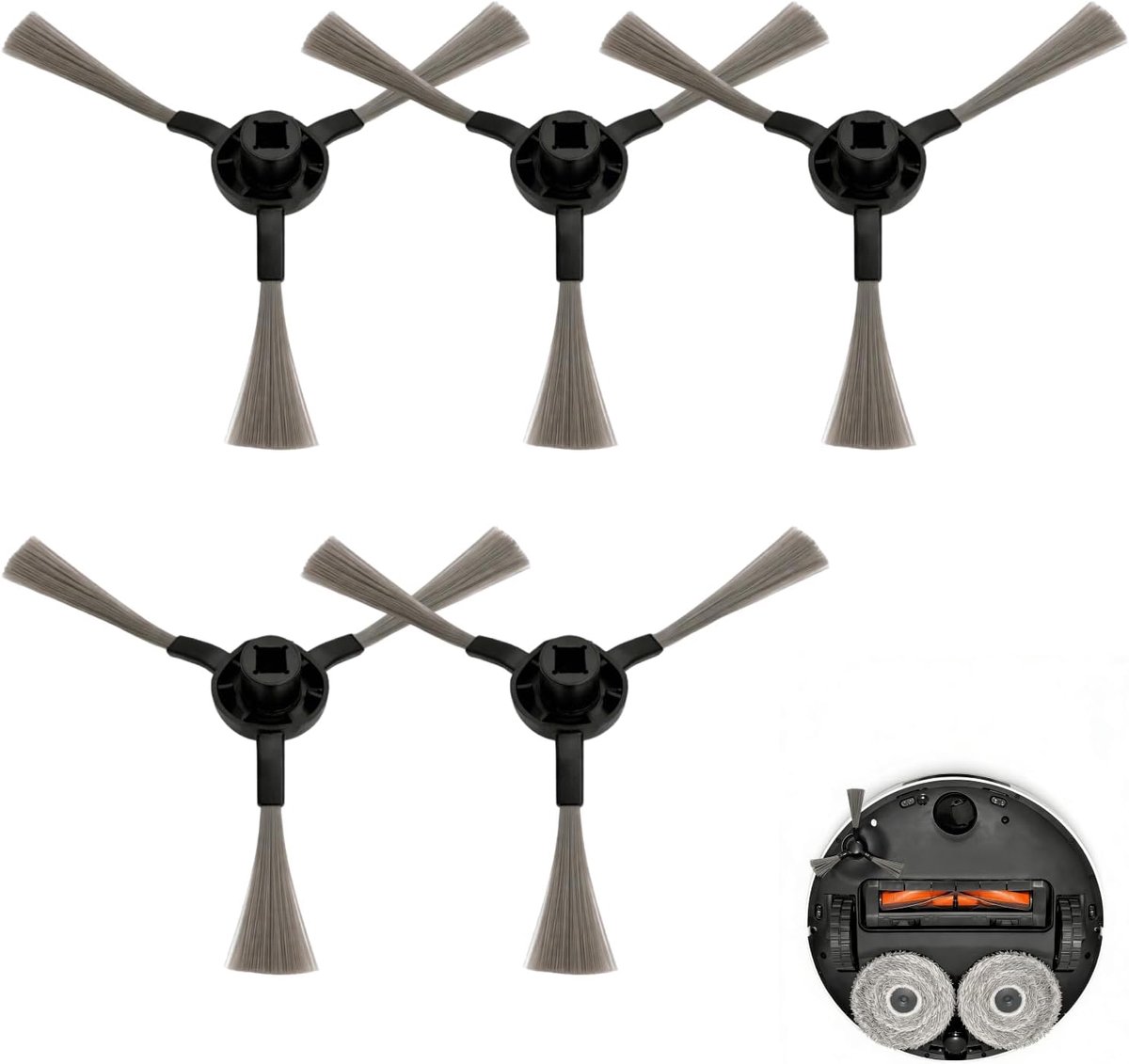 5 stuks zijborstels, compatibel met Dreame X30 Ultra/L10s Pro Ultra Heat accessoires, vervangende zijborstel, compatibel met Dreame L10s Ultra Gen 2/Mova E30 Ultra/L40 Ultra AE