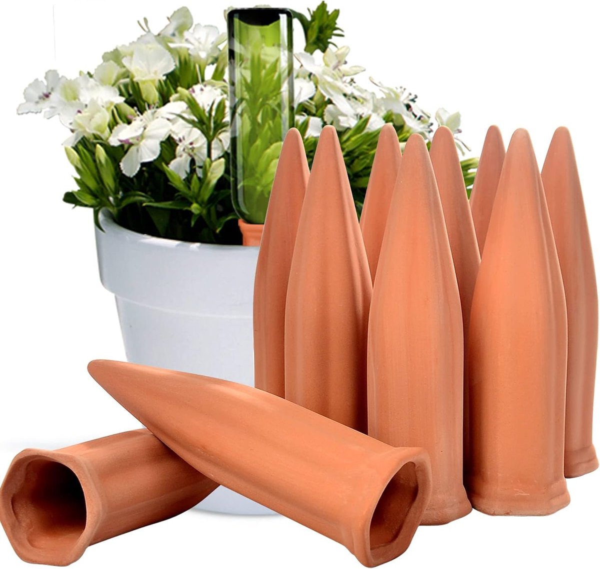 plantenwaterer terracotta zelfbewaterende spikes voor vakantie of vakantie (10Pack)