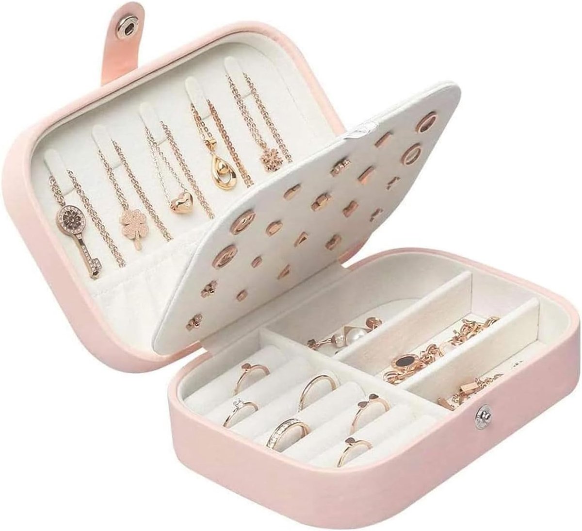 Sieradenbox - PU leren sieradenpouch - Reisopbergdoos voor ringen, oorbellen en kettingen - ShopVlot