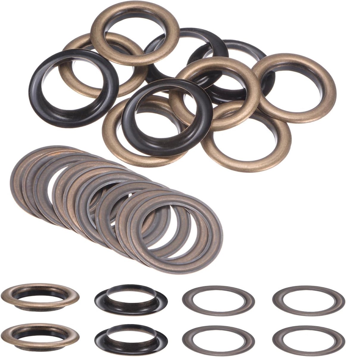 10 sets oogjes met sluitringen, 40 mm, set met koperen ogen voor stof, gordijnen, leren riemen, schoenen, tassen, doe-het-zelf, brons