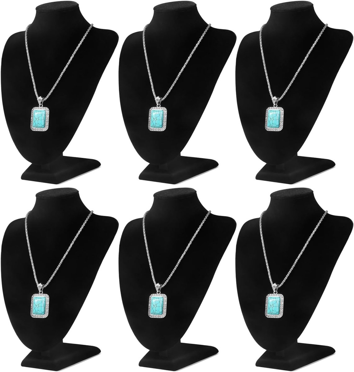 Ketting Buste Display Stand (6 stuks) - 25,4 cm 3D Mannequin Zwart