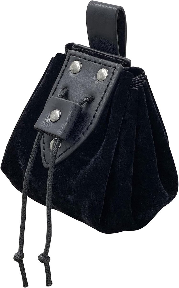 middeleeuwse leren tas met ritssluiting Middeleeuwse piraten tas Retro Renaissance Bananentas, zwart., 10 cm, klassiek