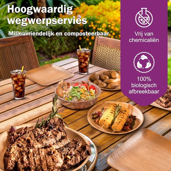 Palmblad Schaal – 200x Ronde Schaal Ø 15cm / 500 ml - Composteerbaar Eersteklas Wegwerp Schaaltjes - Wegwerp Borden Diep - Palmblad Soep Kommen — afbeelding 3