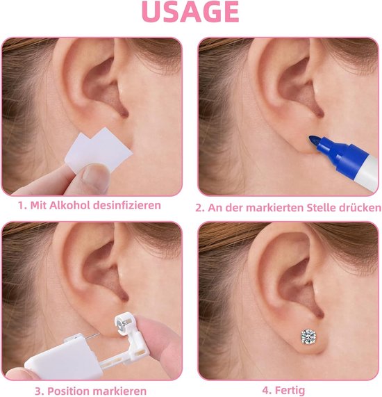 6 stuks wegwerp neuspiercing, zelfprikkelende set, veilige draagbare zelfneuspiercing, oorgaatjessteker met kroon en stalen oorstekers, 3/4/5 mm piercingset voor meisjes, vrouwen, mannen — afbeelding 2