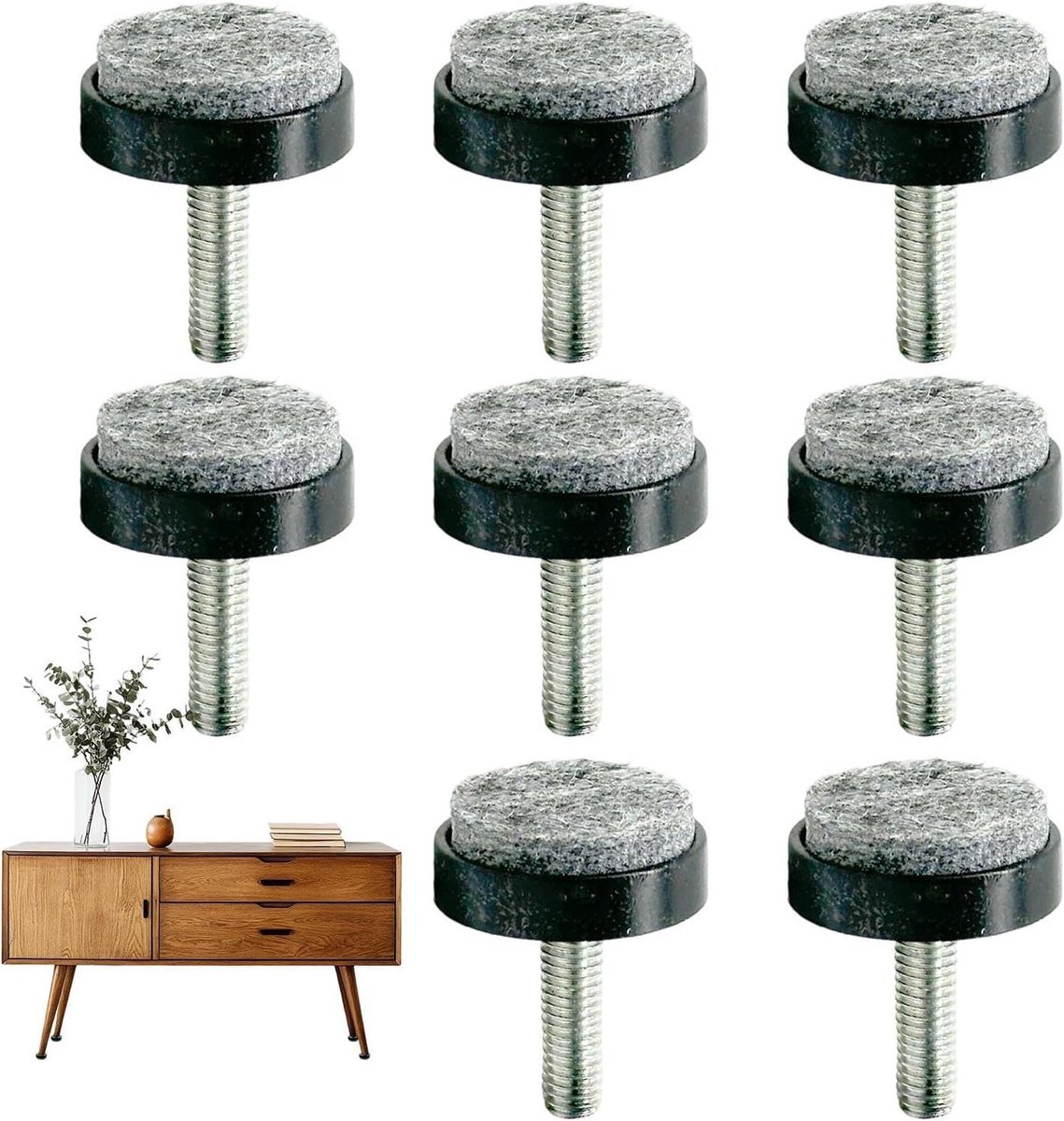 Verstelbare Stelvoeten - Meubelpoten Nivelleerders - Meubels Stabiliseren - Antislip Vloerbescherming - 8 stuks - Ms