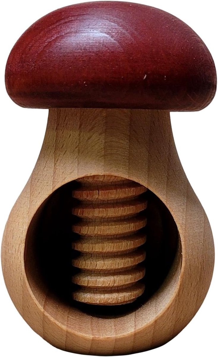 SnelShoppen - Houten Notenkraker van Natuurlijk Beukenhout - Zeer Stevig - Paddenstoel Claret - Perfect voor Keuken en Feestdagen