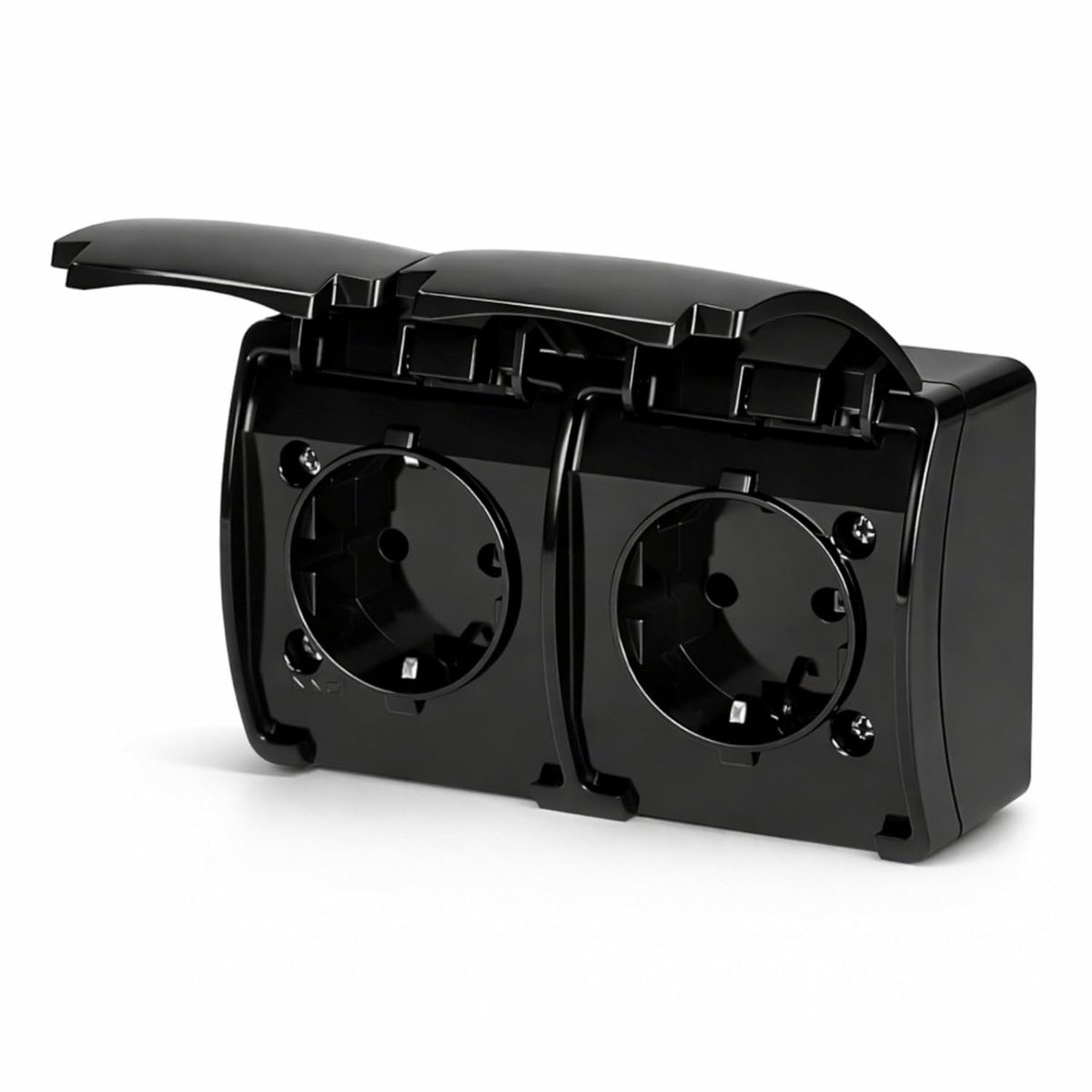 dubbel stopcontact, IP44, serie RT4, zwart