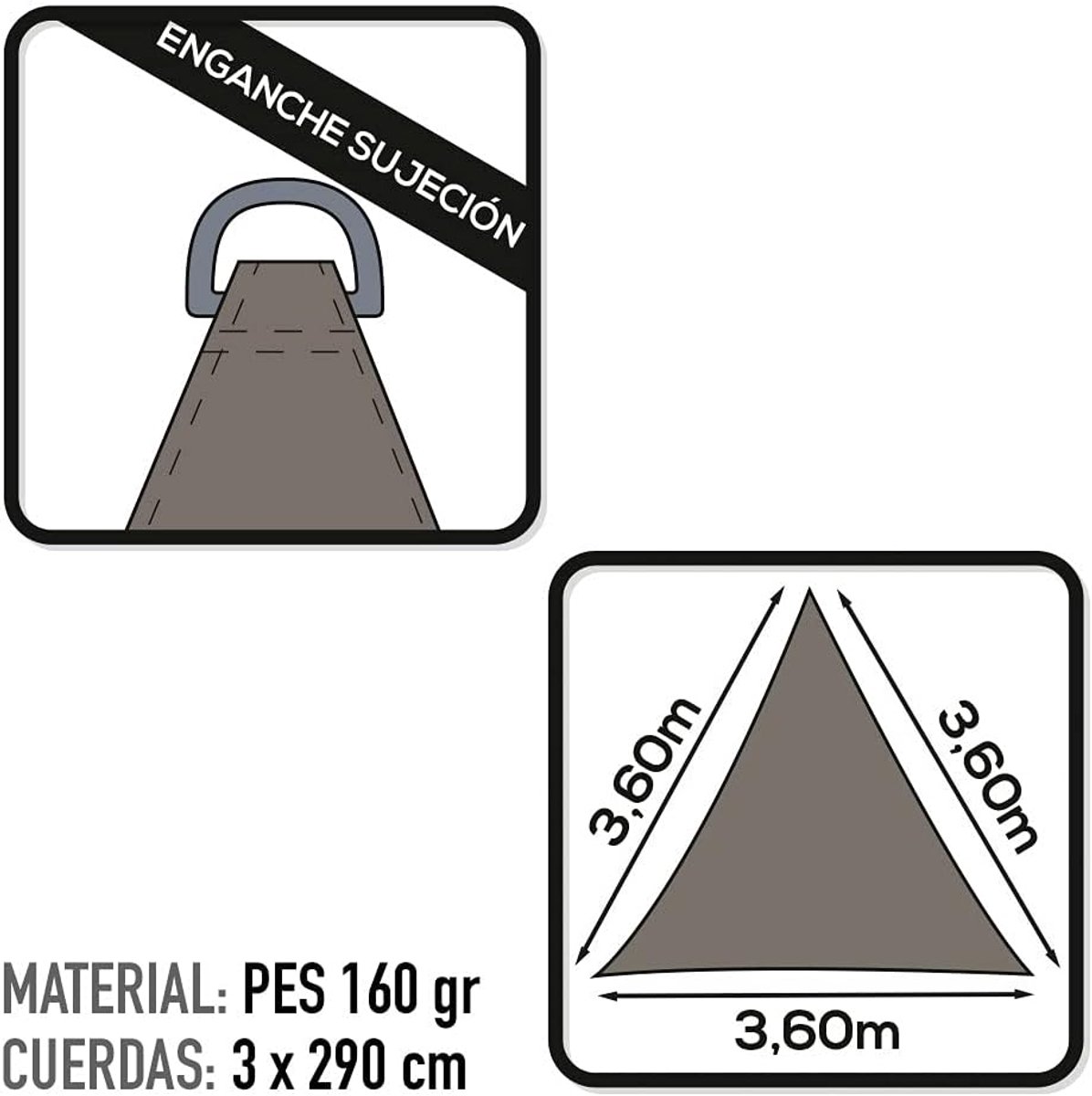 Tarp voor tuin 360 x 360 x 360 cm - polyester - antraciet - ideale bescherming tegen regen en zon - ShopVlot