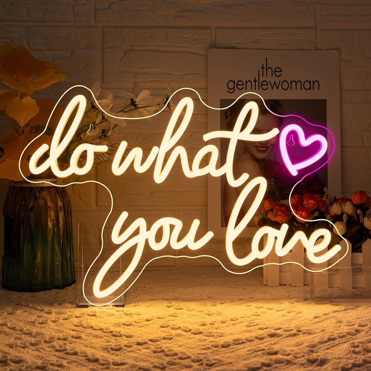 What You Love Neonlicht Opschrift, Warmwit Neon Bord voor Wanddecoratie, USB Aangedreven Neon Led Bord Lichtreclame voor Slaapkamer, Woondecoratie, Kantoor