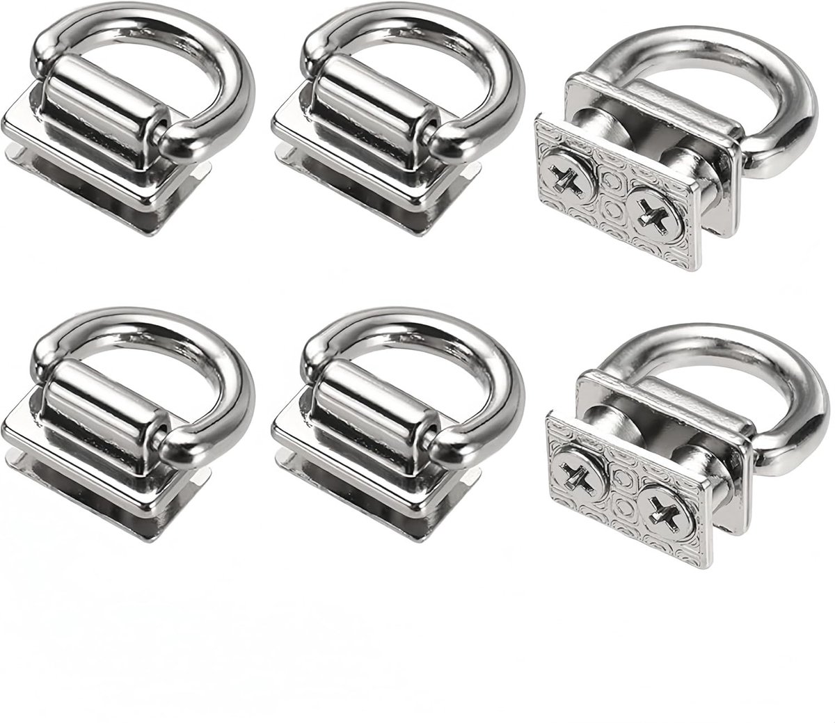 6 D-ringen metalen connectoren voor tassen, 18mm handtasbrug houders met schroeven voor DIY tassen, sleutelhangers en handwerkaccessoires