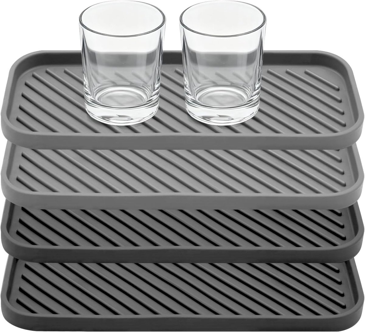 Set van 4 Afwasorganizers, Siliconen Afvoer Mat, Smalle Houder voor Sponsen en Borstels in Keuken Sink Drainer