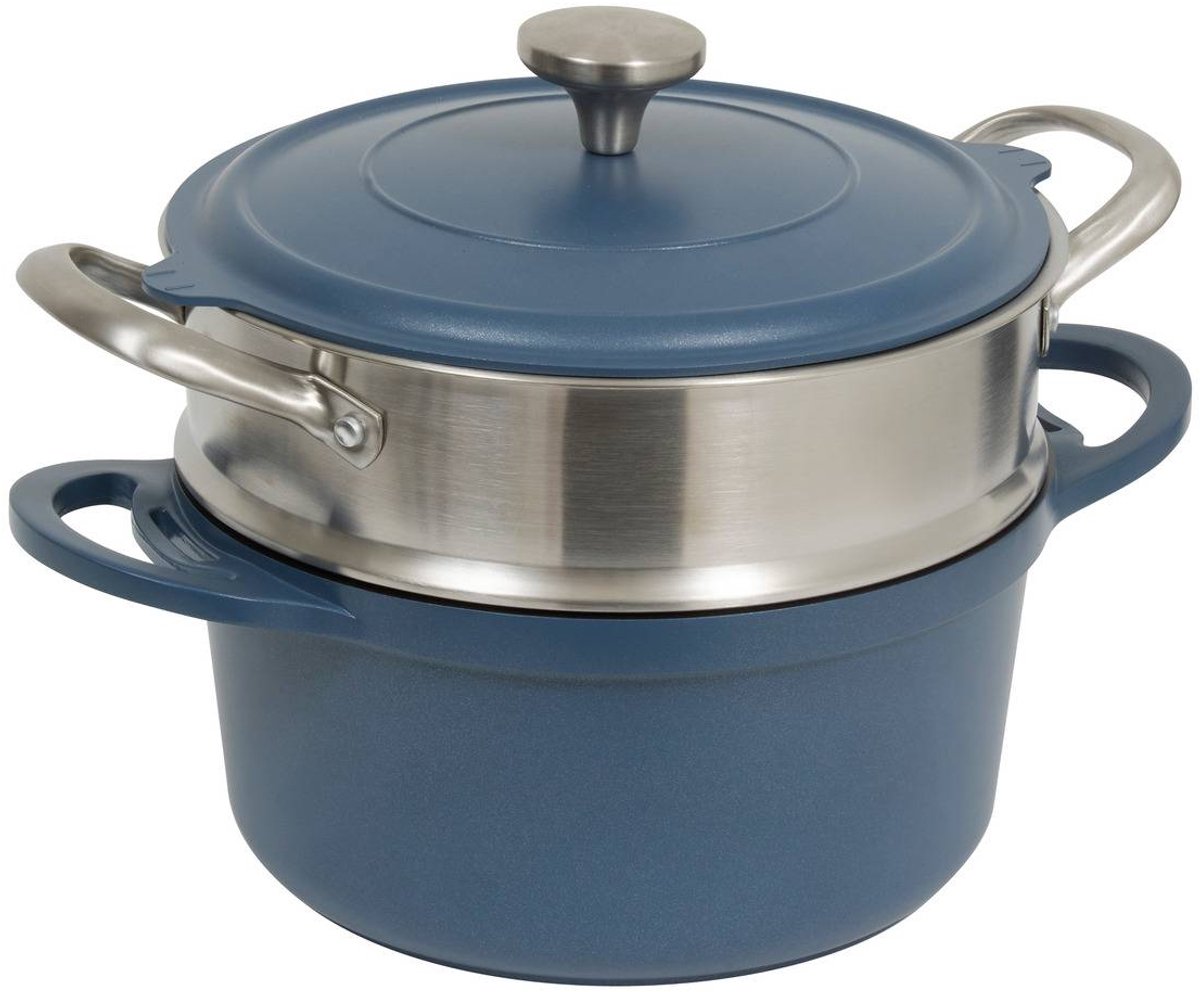 Kookpan van 24 cm van gegoten aluminium met stoommandje ALURO