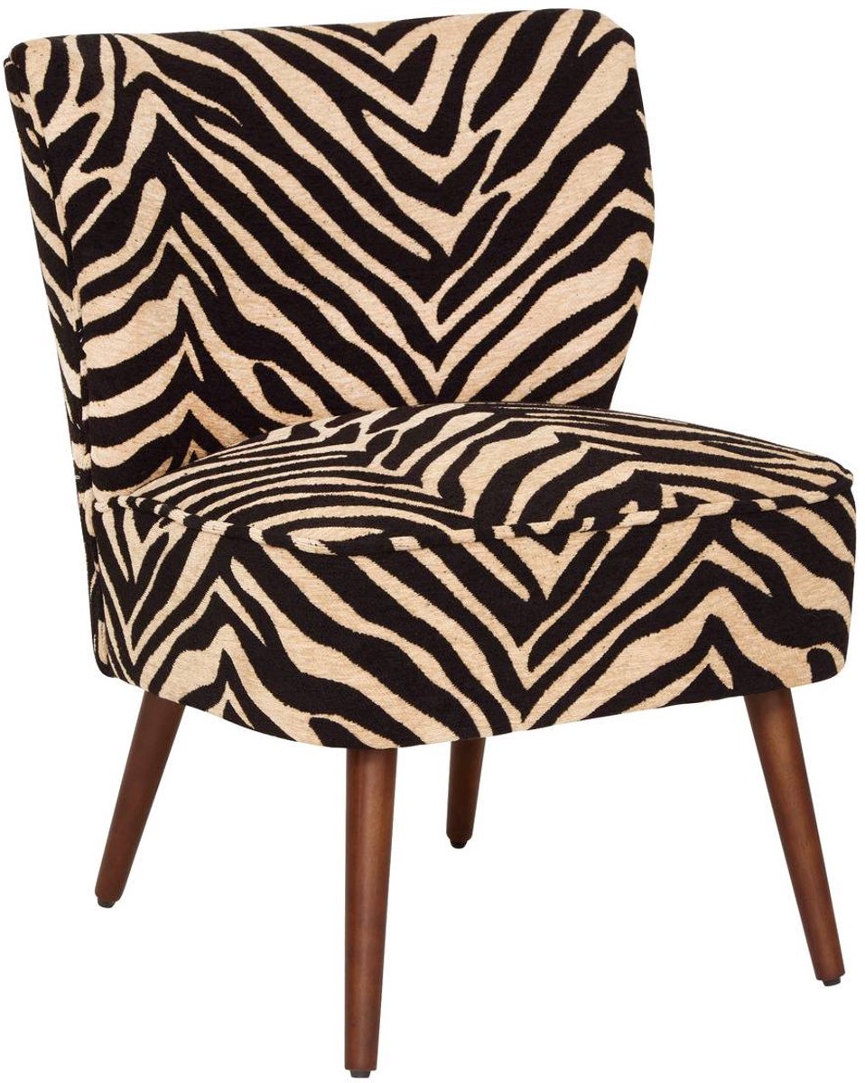 Vintage fauteuil van bedrukt textiel met rubberhoutonderstel CHIARA