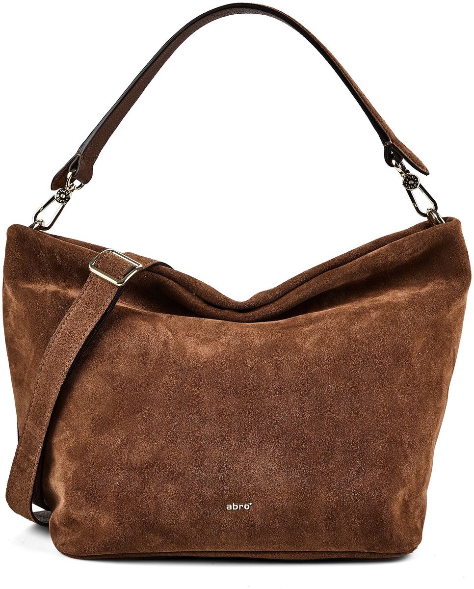 abro schoudertas Leather Suede Ebony Big Shoulder Bag Wood bruine