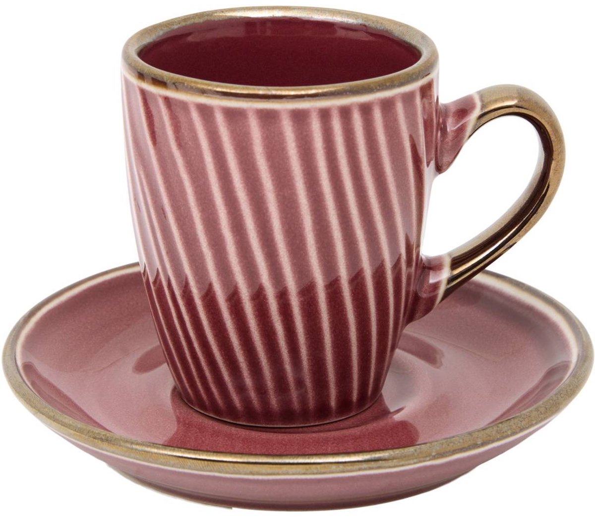 Coffret 2 tasses avec coupelles Ella 90ml grenat