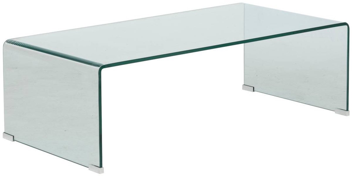 Salontafel van gehard glas met verchroomd stalen onderstel LENIA