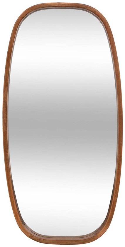 Ovale spiegel met houten lijst, 80x40 cm.