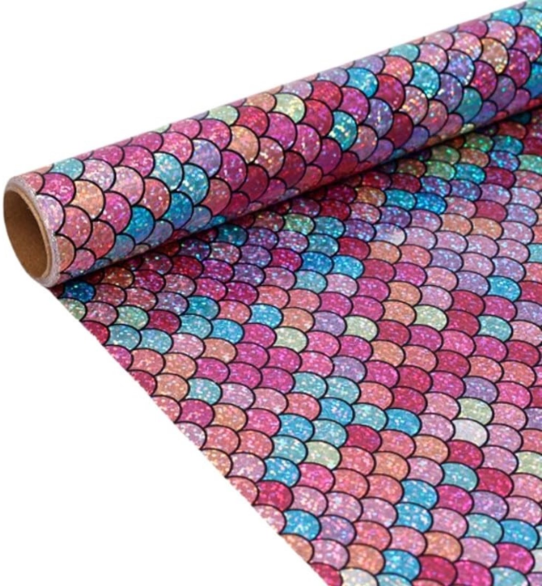 Omgoods - Rol Zeemeerminnenschubben Inpakpapier 43 cm x 10 m voor Feestjes
