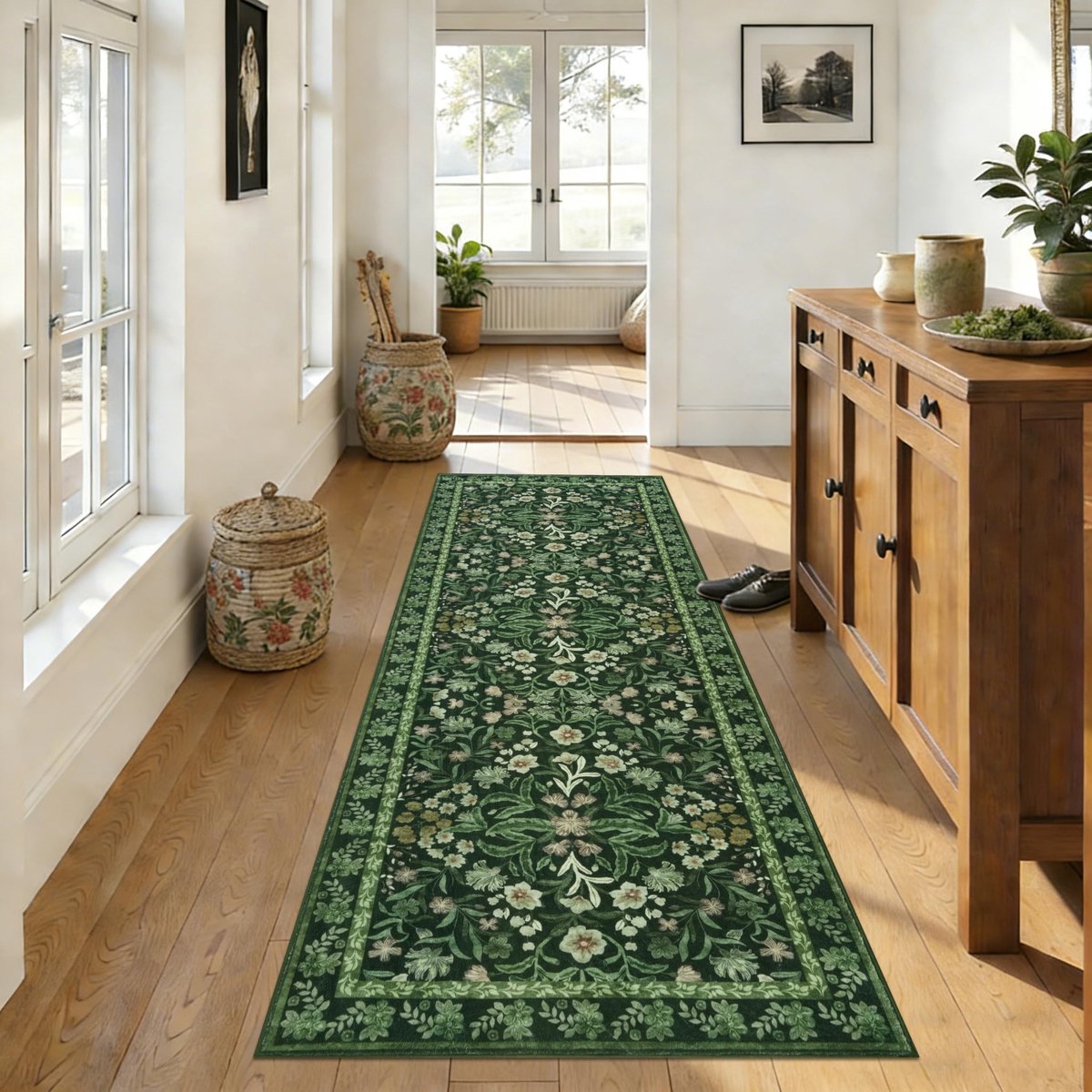 Omgoods - Wasbare Floral Loopkleed 80 x 200 cm met Antislip
