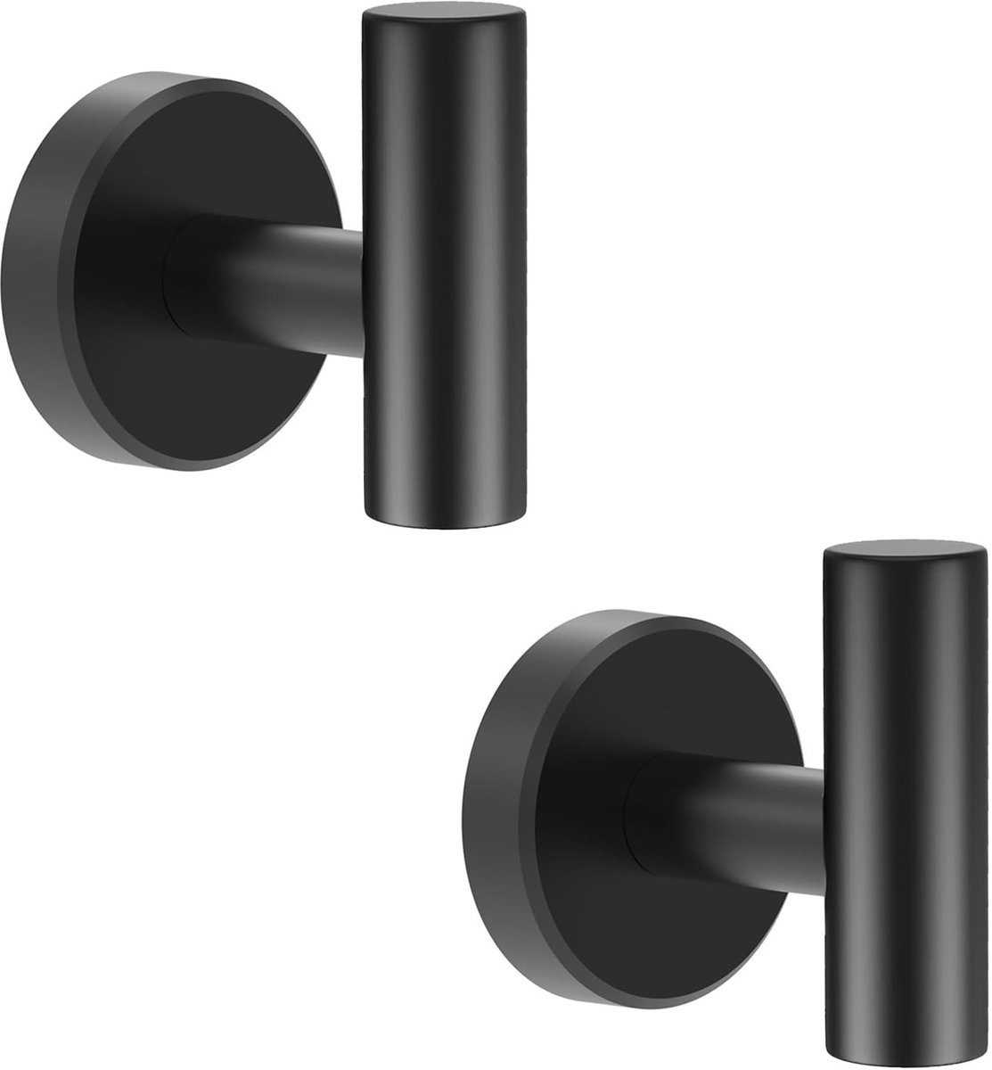 Omgoods - Set van 4 Zware Handdoekhaken RVS Zwart voor Wandmontage