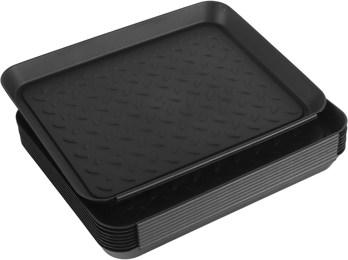 Omgoods - Set van 9 Schoenenafdruipbakken 35 x 27,5 x 3 cm Zwart Stapelbaar