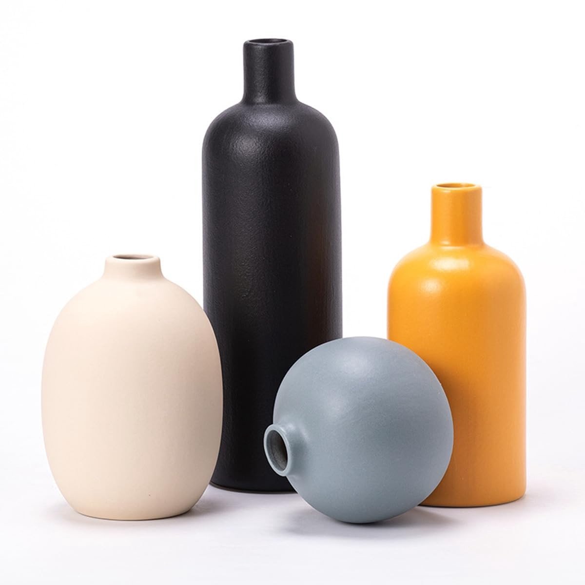 Omgoods - Set van 4 Decoratieve Keramische Vazen in Diverse Kleuren