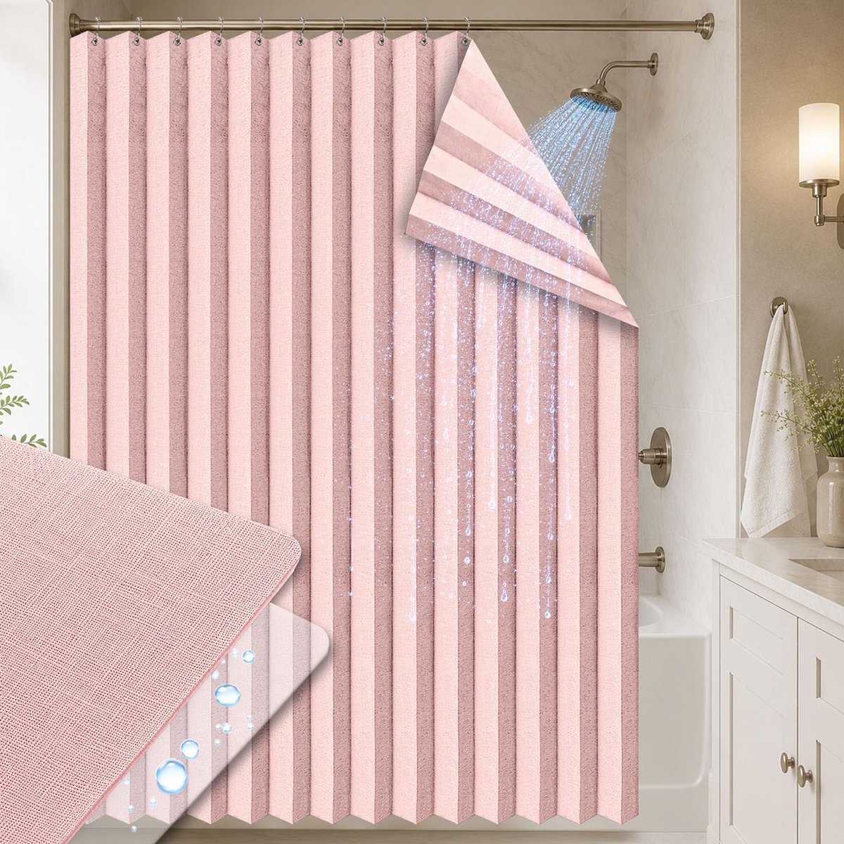 Omgoods - Opvouwbaar Douchegordijn met Waterdichte Coating voor Badkamer