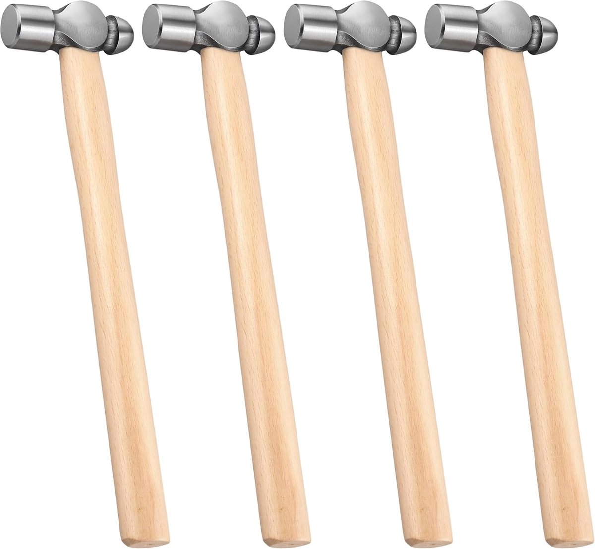 Set van 4 balpeinhamers met houten handvat, ideale kruisspeldhamers voor precisiewerk en klussen, 23 x 6,5 x 2 cm