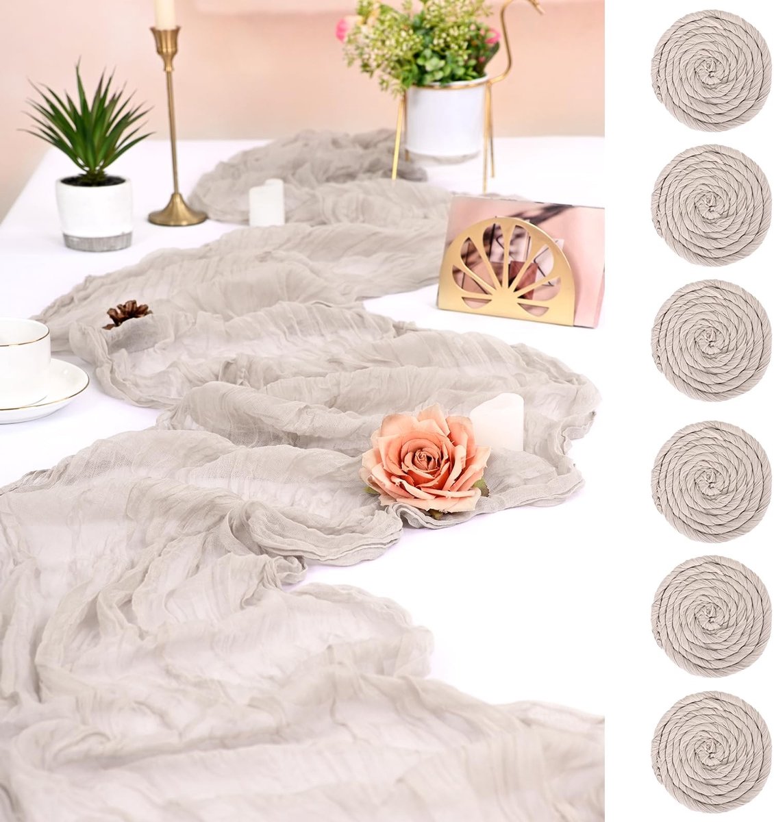 Omgoods - Set van 6 Roestbruine Kaarsenlopen van 300 cm voor Tafeldecoratie