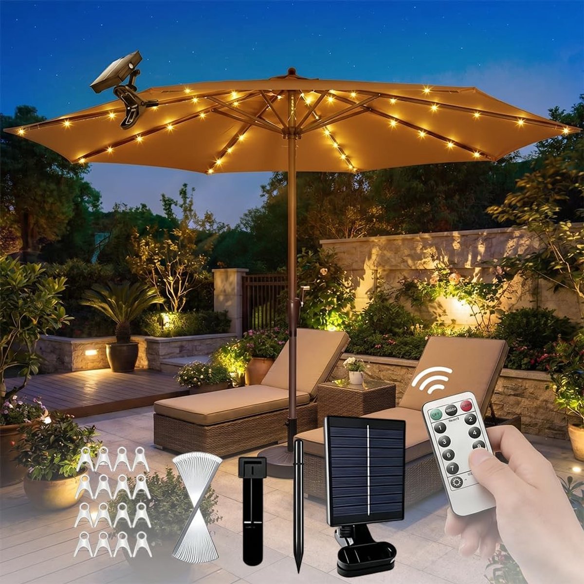 Omgoods - Zonne-energie Parasolverlichting met Afstandsbediening