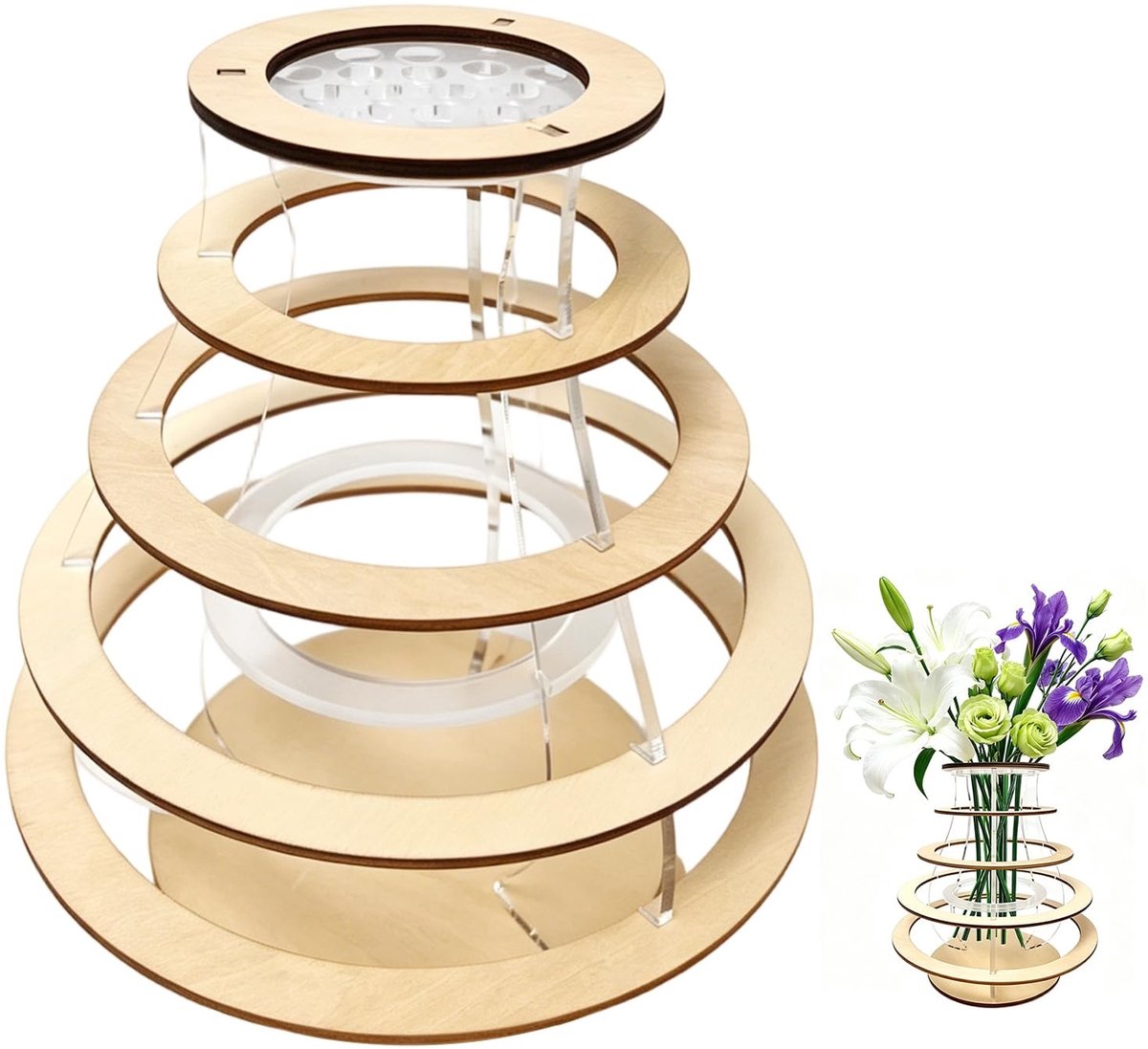 Omgoods - Decoratieve Houten Vaas voor Bloemstukken, Hoogwaardige Hout