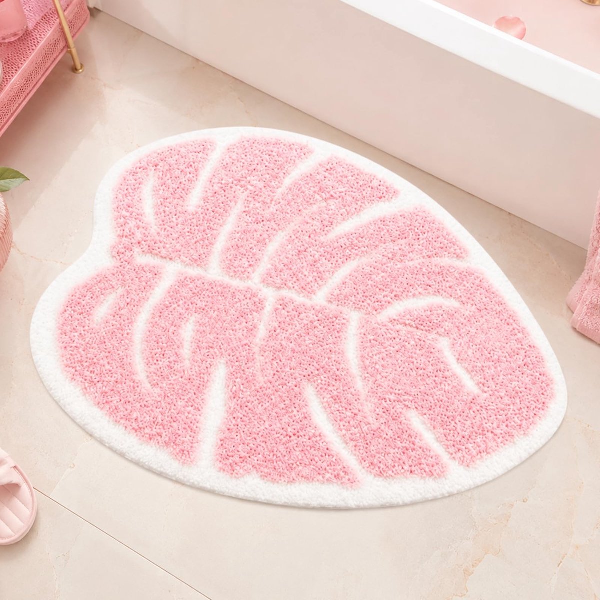 Omgoods - Badmat Microvezel Antislip 60 x 53 cm Rosa Blatt