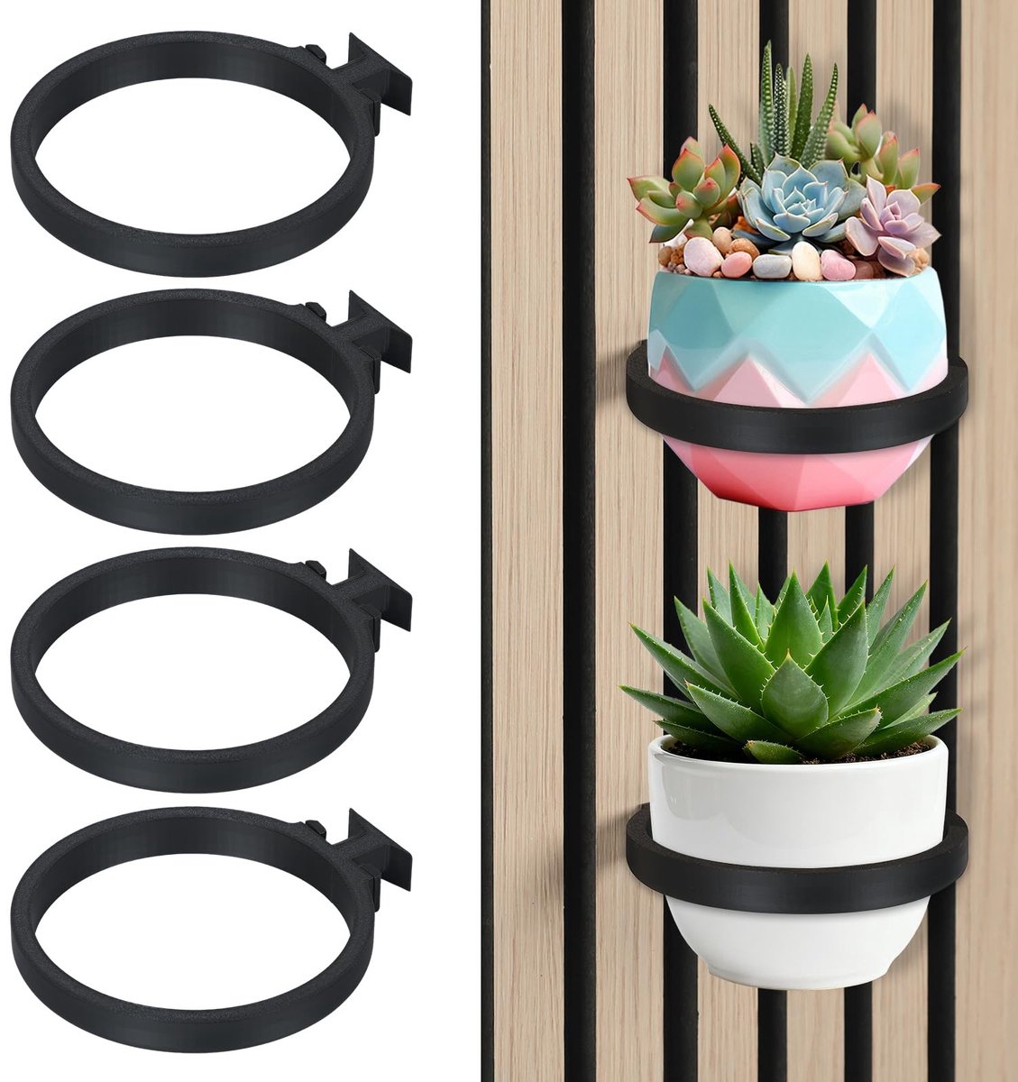 Omgoods - 4 Stuks Plantenhouders voor Akoestische Panelen zonder Boren