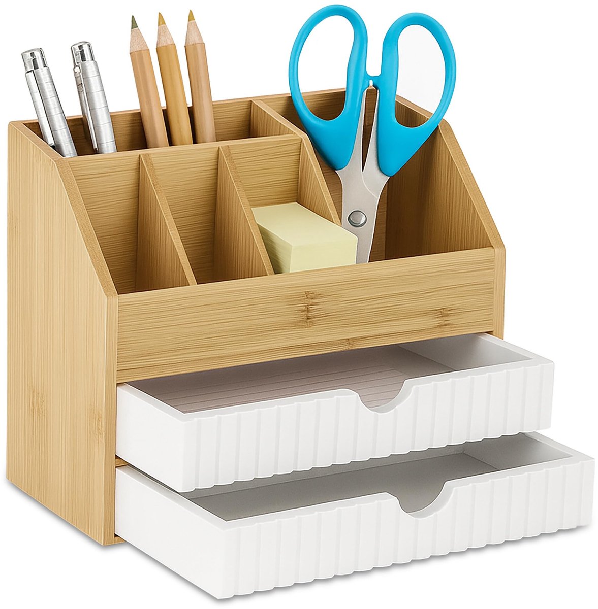 Omgoods - Bamboe Bureau Organiser met Lades en Compartmenten