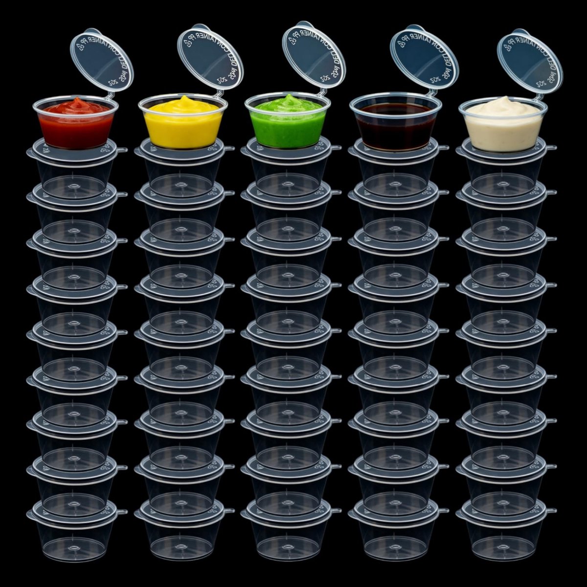 Omgoods- Plastic Bakjes 50 Stuks - Kleine Plastic Bakjes met Deksel - Sausbekers - Vershoudbakjes - Herbruikbaar - Lekvrij - Sauzenbakjes