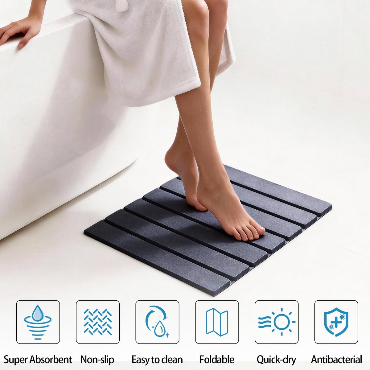 Omgoods - Opvouwbare Diatomiet Badmat voor Sneldrogen en Antislip