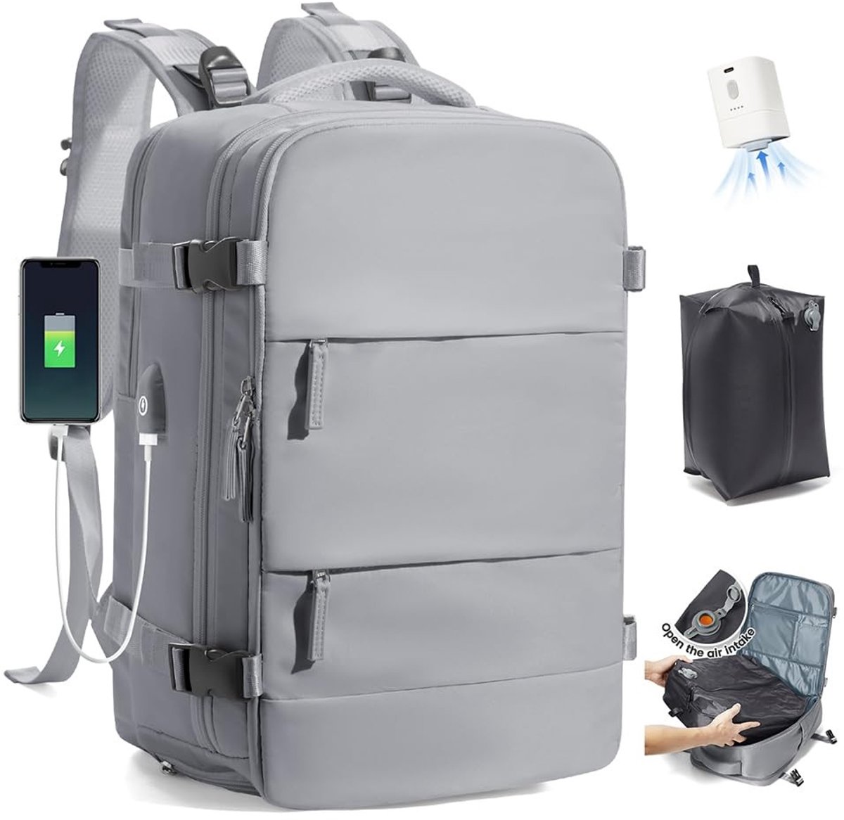 Omgoods - Vacuum Rugzak met Pomp - Handbagage voor Reizen