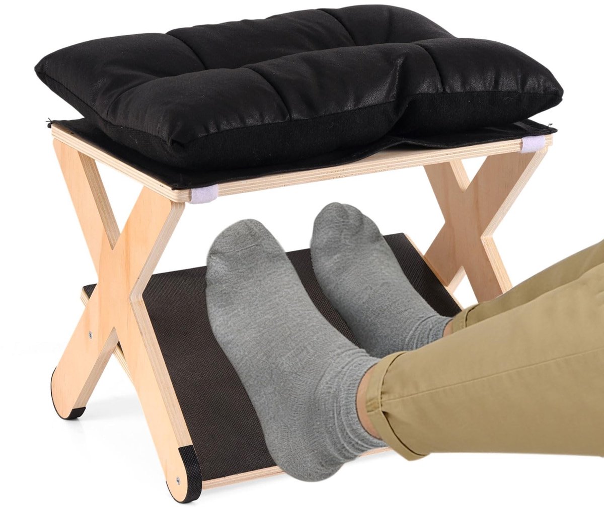 Omgoods - Ergonomische Voetensteun voor Onder Bureau met Comfortabele Kussen